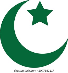 Islamic crescent moon and star dome on white background..eps