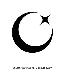 islamic crescent moon and star icon