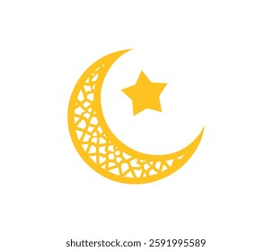 Islamic Crescent Moon, Star, and Lantern Design