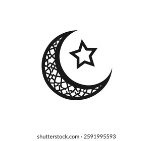 Islamic Crescent Moon, Star, and Lantern Design