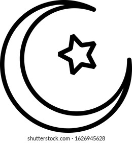 Islamic Crescent moon and star for mosque dome. Isolated vector illustration Ramadan icons. Arabian icon. Arabian vector icons set Islamic star mosque, happy Ramadan and Islam symbol.