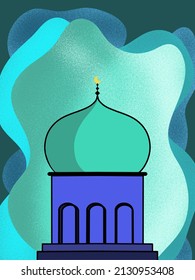 Islamischer Crescent mit Ramadan Kareem Moschee Golden Half Moon Muster, Vektorhintergrund