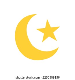 Islamic crescent star logo vector. Crescent moon logo. Islamic logo. Ramadan logo