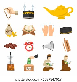 Islamic Culture Icons or Variety of icons representing Islamic culture. Perfect for websites, educational materials, presentations, and social media content creation.