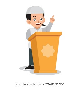 islamic cute boy speaking on podium