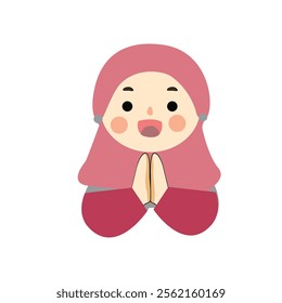 Islamic cute character design with Ramadan theme, friendly and cheerful cartoon expressions suitable for Ramadan posters or banners.