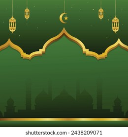 Islamic Day celebration empty square background. Eid al-Fitr greeting background. Ramadan luxury poster