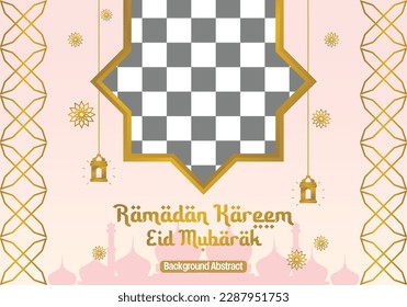 islamic day sale poster template editable text with free space for image. It has mosque silhouette ornaments, lanterns and mandalas. Design for banners, greeting cards, social media and web.