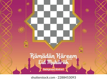 islamic day sale poster template editable text with free space for image. It has mosque silhouette ornaments, lanterns and mandalas. Design for banners, greeting cards, social media and web.