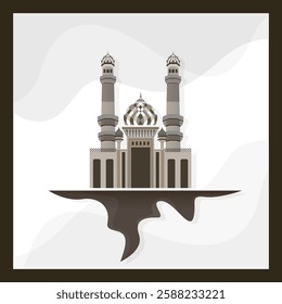 Islamic decoration background with mosque creative style. Elegant muslim invitation with ramadan. Eid mubarak. Religion background