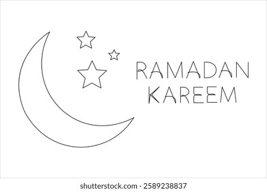 Islamic decoration design Ramadan Kareem continuous one line art drawing and Eid Mubarak vector