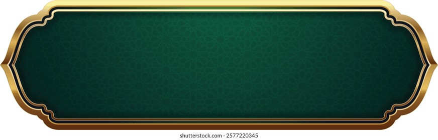 Islamic decoration gold frame with green color inside