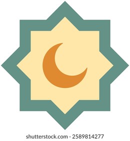 islamic decoration icon in flat outline style