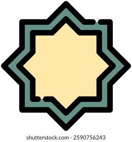 islamic decoration icon in flat outline style