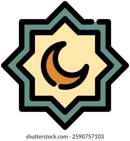 islamic decoration icon in flat outline style