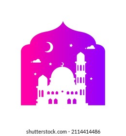 Islamic decoration of red and purple gradient mosque for Ramadan