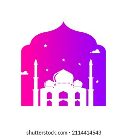 Islamic decoration of red and purple gradient mosque for Ramadan