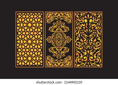 Plantilla de paneles de corte láser abstractos decorativos islámicos con textura geométrica y láser floral