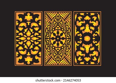 Islamic Decorative Abstract Laser Cut Panels Template with Geometric Texture  and Floral Design