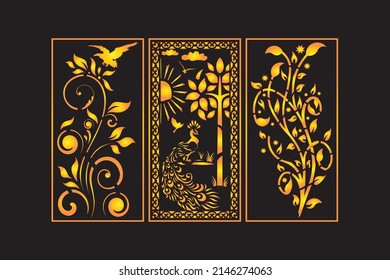 Plantilla de paneles de corte láser abstractos decorativos islámicos con textura geométrica y diseño floral