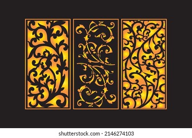 Islamic Decorative Abstract Laser Cut Panels Template with Geometric Texture  and Floral Design