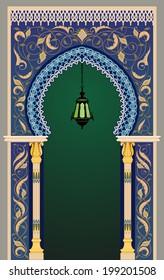 Islamic decorative arc with lantern - eps10
