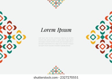 Islamic Decorative background in Arabic colorful. Simple geometric mosaic with colorful Islamic ornamental details.