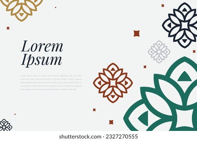 Islamic Decorative background in Arabic colorful. Simple geometric mosaic with colorful Islamic ornamental details.