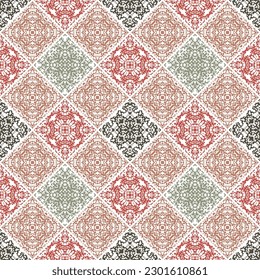 Fondo islámico decorativo hecho de cuadrados pequeños. La rica decoración de patrones abstractos para la construcción de tela o papel. 