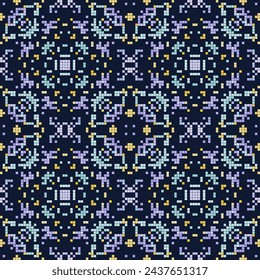 Islamischer dekorativer Hintergrund aus kleinen Quadraten. Reichhaltiges Ornament für Stoffdesign, handgefertigt, Innendekoration, Textilien. 