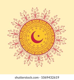 islamic decorative background with moon and star