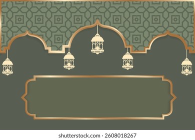 Islamic with decorative elements and green background.Vector illustration