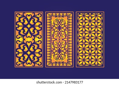 Islamic Decorative Laser Cut Template with Abstract Geometric Texture