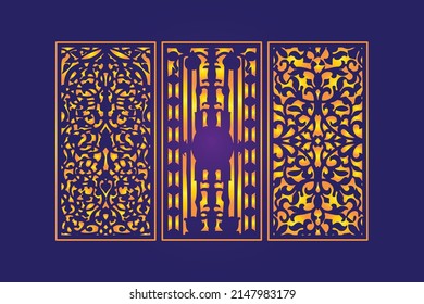 Islamic Decorative Laser Cut Template with Abstract Geometric Texture