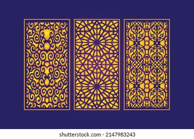 Islamic Decorative Laser Cut Template with Abstract Geometric Texture