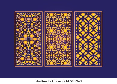 Islamic Decorative Laser Cut Template with Abstract Geometric Texture