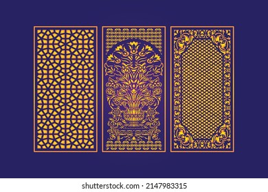 Islamic Decorative Laser Cut Template with Abstract Geometric Texture