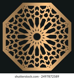 Conjunto decorativo islámico para corte por láser cnc, Paneles decorativos para corte por láser, corte CNC. Silueta de recorte con patrón geométrico abstracto, plantilla de Vector moderno para madera, metal, plástico, Clipart, archivo