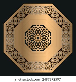 Islamic decorative set for cnc laser cut, Decorative panels for laser cut, CNC cutting. Cutout silhouette with abstract geometric pattern, Modern vector stencil for wood, metal, plastic, Clipart, File