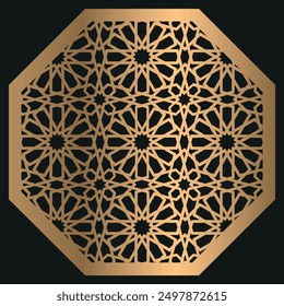 Islamic decorative set for cnc laser cut, Decorative panels for laser cut, CNC cutting. Cutout silhouette with abstract geometric pattern, Modern vector stencil for wood, metal, plastic, Clipart, File