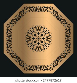 Islamic decorative set for cnc laser cut, Decorative panels for laser cut, CNC cutting. Cutout silhouette with abstract geometric pattern, Modern vector stencil for wood, metal, plastic, Clipart, File