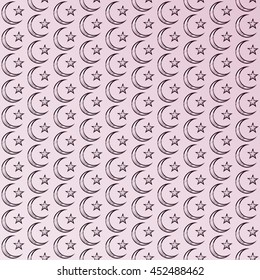 Islamic design. Abstract pattern in Arabian style. The crescent and star. Religious traditions. Elegant background for cards, invitations. Vector illustration.