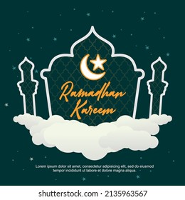 Islamic design Background Ramadan with green color. Can be used as poster, invitation