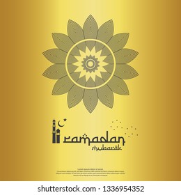 islamic design concept. abstract mandala with pattern ornament and lantern element. Ramadan Kareem or Eid Mubarak greeting. invitation Banner or Card Background Vector illustration.