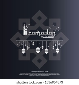 islamic design concept. abstract mandala with pattern ornament and lantern element. Ramadan Kareem or Eid Mubarak greeting. invitation Banner or Card Background Vector illustration.