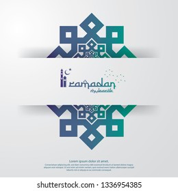 islamic design concept. abstract mandala with pattern ornament and lantern element. Ramadan Kareem or Eid Mubarak greeting. invitation Banner or Card Background Vector illustration.