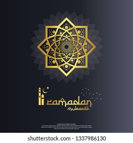 islamic design concept. abstract mandala with pattern ornament and lantern element. Ramadan Kareem or Eid Mubarak greeting. invitation Banner or Card Background Vector illustration.