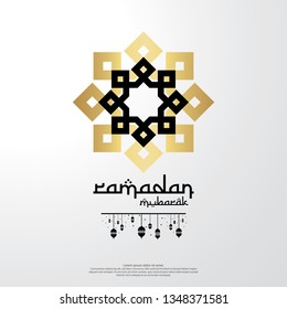 islamic design concept. abstract mandala with pattern ornament and lantern element. Ramadan Kareem or Eid Mubarak greeting. invitation Banner or Card Background Vector illustration.