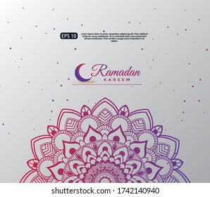 Islamic design concept. abstract mandala with pattern ornament and lantern element. ramadan kareem or eid mubarak greeting. invitation banner or card background vector illustration EPS 10