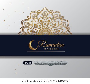 Islamisches Design-Konzept. abstrakte Mandala mit Musterschmuck und Laternenelement. ramadan Kareem oder eid Mubarak Gruß. Einladungs-Banner oder Kartenhintergrund-Vektor-Abbildung EPS 10